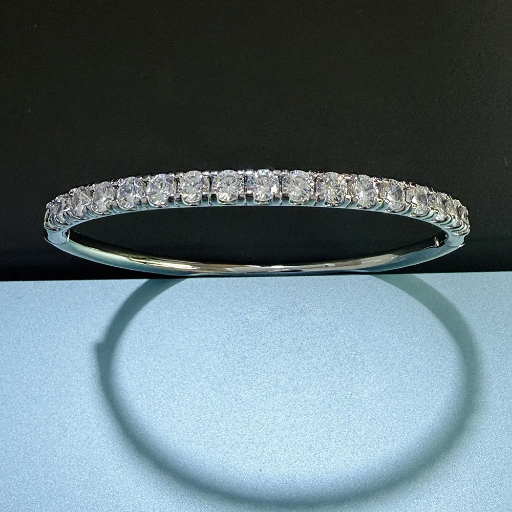 S925 Silver Luxury Tennis Bangle for Women Men Classic Gradient Big Zircins Fashion Jewelry Best Gift Top Bangle Jewelry