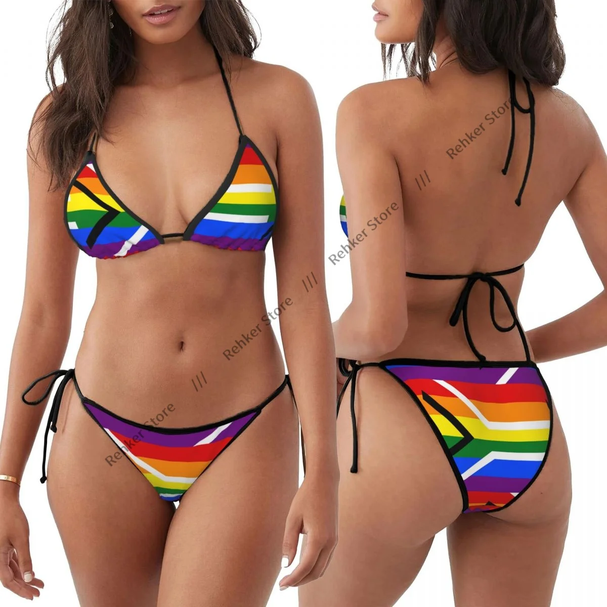 

Woman Swimsuit Sexy Bikini Set Swimwear African Pride Flag Two Piece Bathing Suit