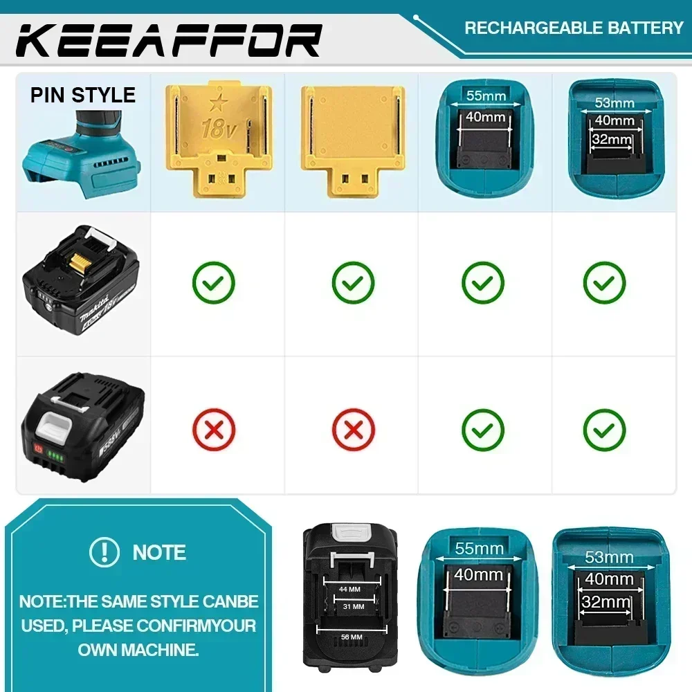 EllEAFFOR-Batterie Lithium-Ion Rechargeable pour Outils Électriques, Prise EU US, Makita, 18V, 588VF, 15000mAh