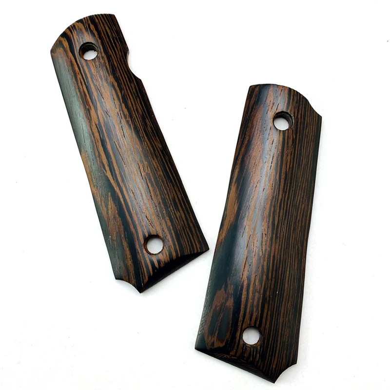 1 pasang dengan sekrup kunci panga-panggilan bahan kayu alami 1911 Model pegangan pegangan sisik tambalan DIY membuat aksesori Bagian lempengan