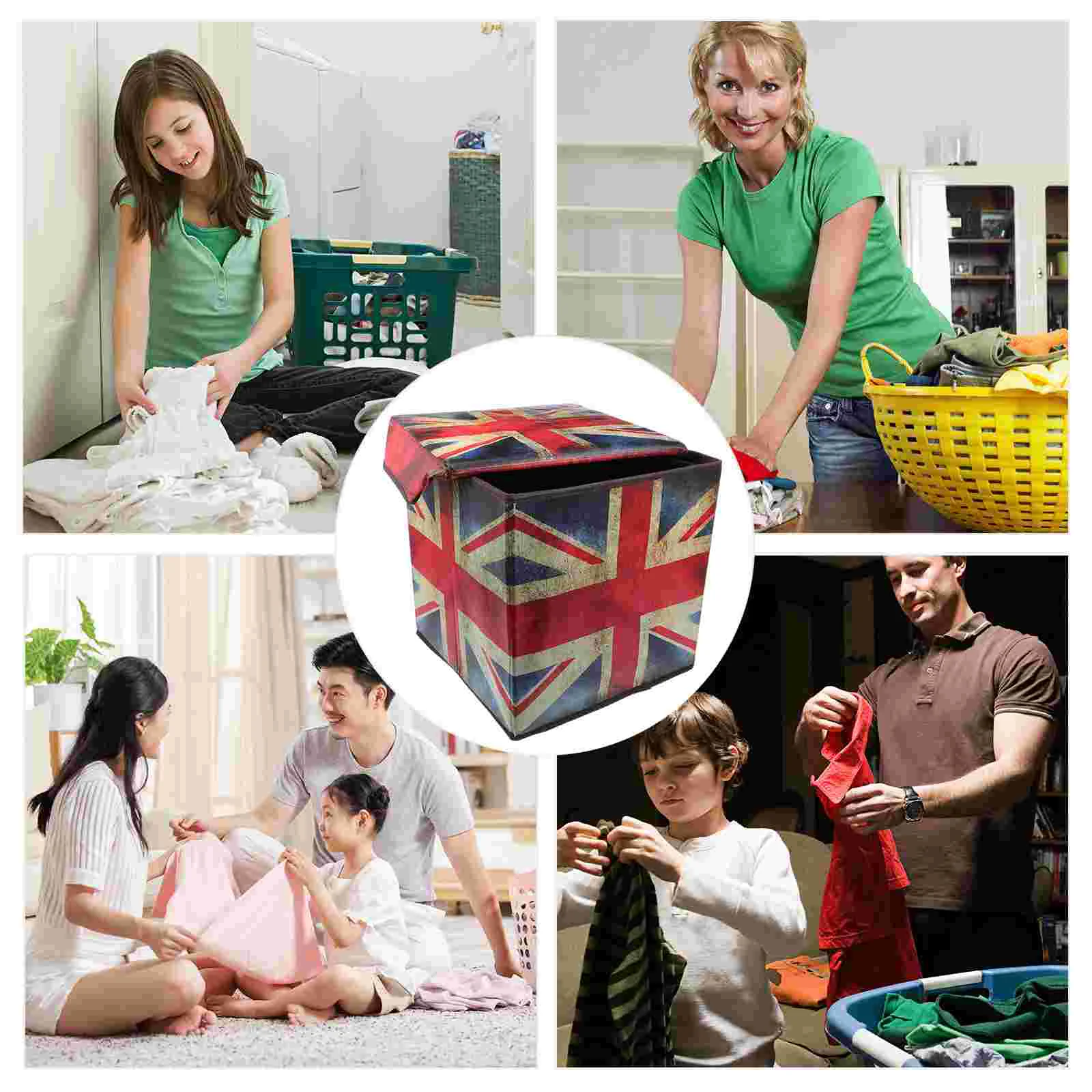 

Vintage Storage Box Clothing Organizer Home Furnishings Folding Toy Container Blanket Case Fabric Baby