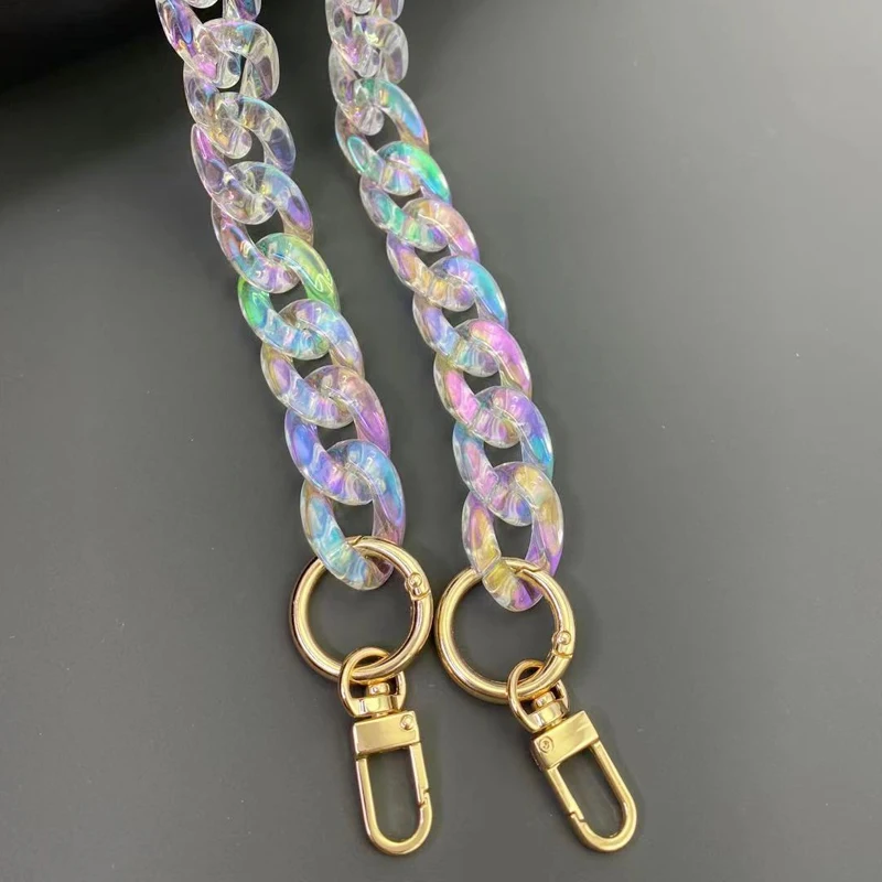 FishSheep DIY Iridescent Acrylic Chunky Chain Strap For Handbag Bags Resin Colorful Chain For Necklace Jewelry Accessories