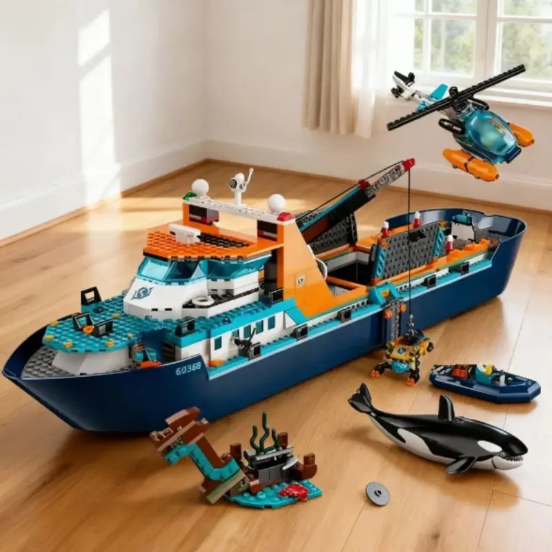 blocs-de-construction-moc-city-deep-sea-exploration-steamer-boat-60368-modele-de-bateau-urbain-briques-pour-enfants-cadeaux-d'anniversaire-815-pieces