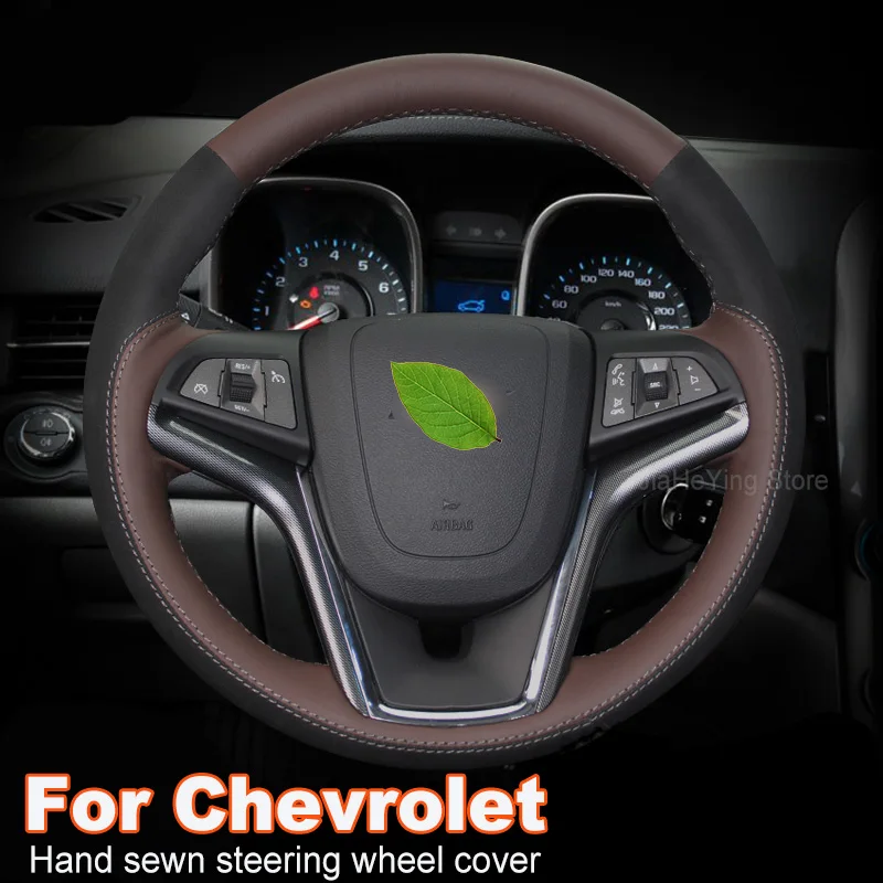 

Hand-stitched Leather Interior Car Steering Wheel Cover Wrap For Chevrolet Malibu 2011-2014 Volt 2011-2015 DIY Customized