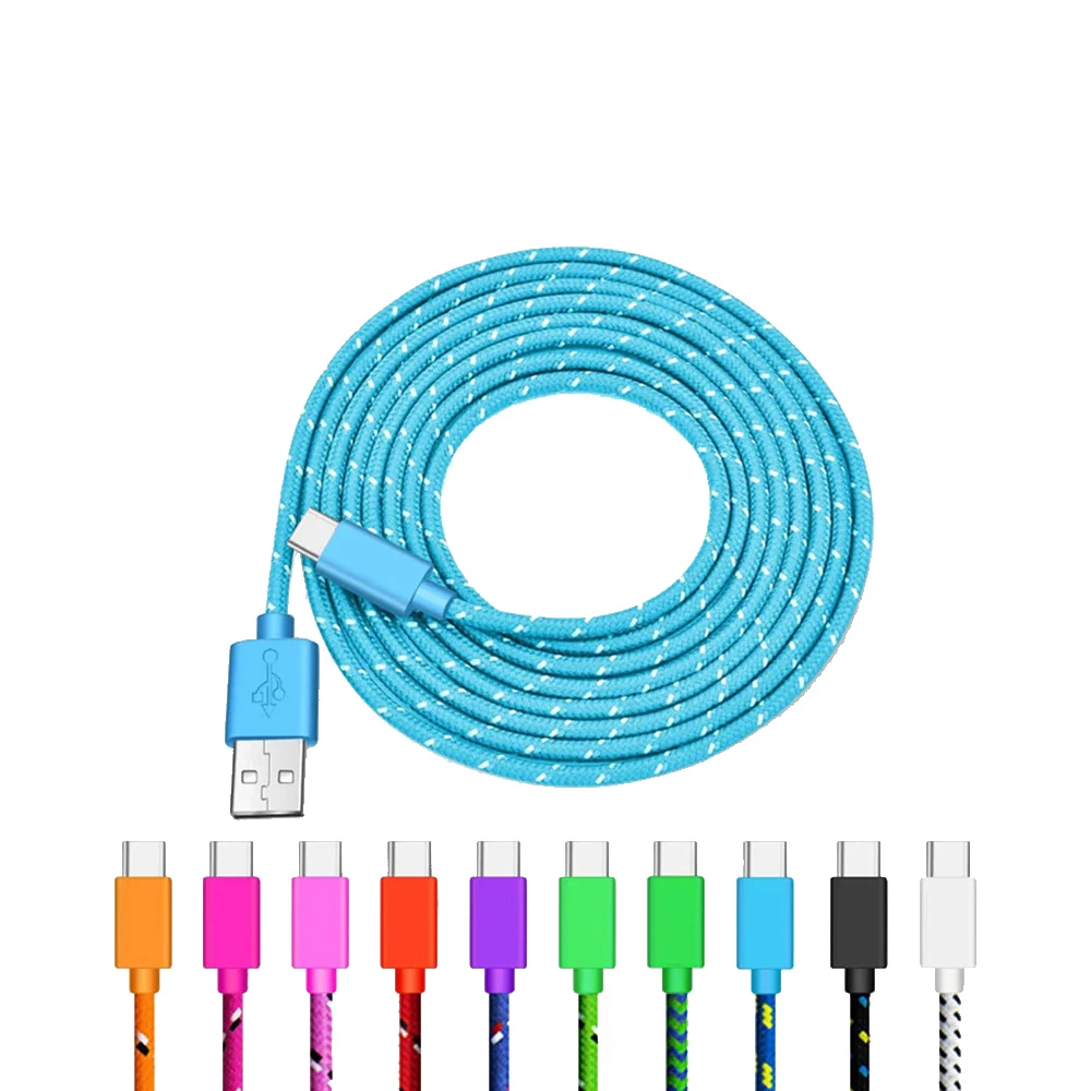 USB A to Type C Fast Charging Cable 2A Nylon Data Cord Charger Wire 1/2/3 Meter For Samsung Huawei Xiaomi Android USB C Cable