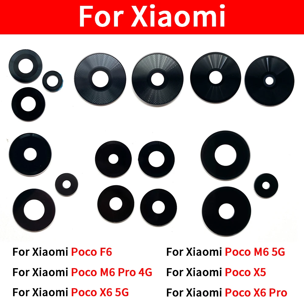 10 Pcs For Xiaomi Poco F6 M6 5G M6 Pro X5 X6 Pro Back Rear Camera Lens Glass Cover With Adhesive Sticker Repair Parts