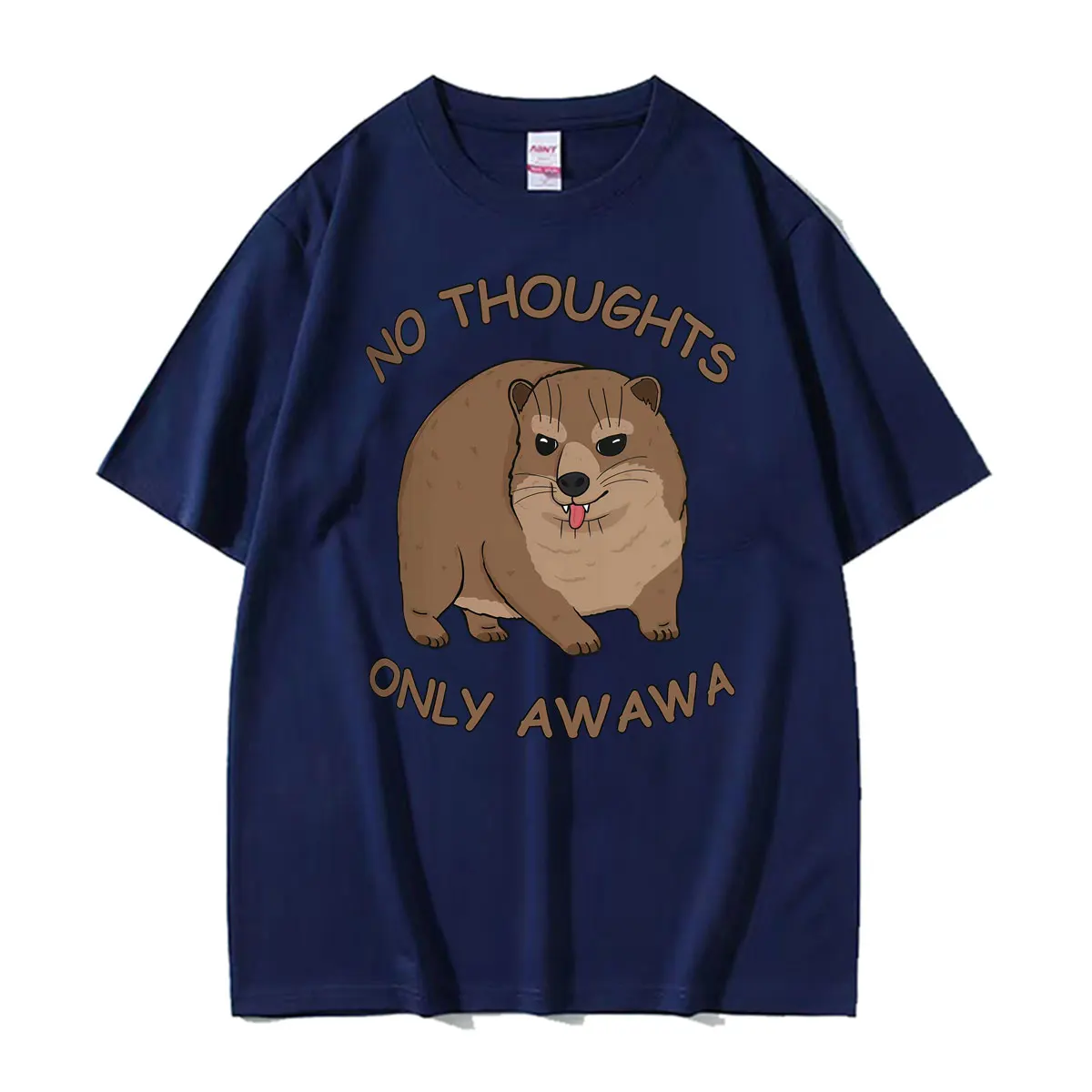 Hyrax No Thoughts Only Awawa Funny Meme T Shirts Men Women Fashion Kawaii Cute Humor T-shirt Cotton Casual Short Sleeve T-shirts