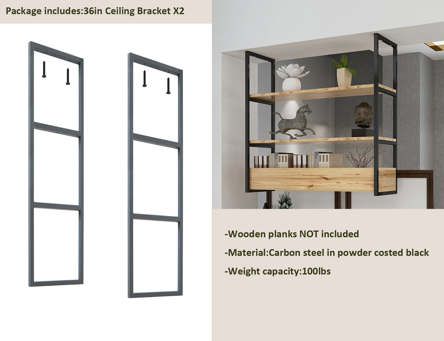 DIYHD 36in 3 Tier Ceiling Mount Shelf Bracket: A Space-Saving Marvel thumbnail