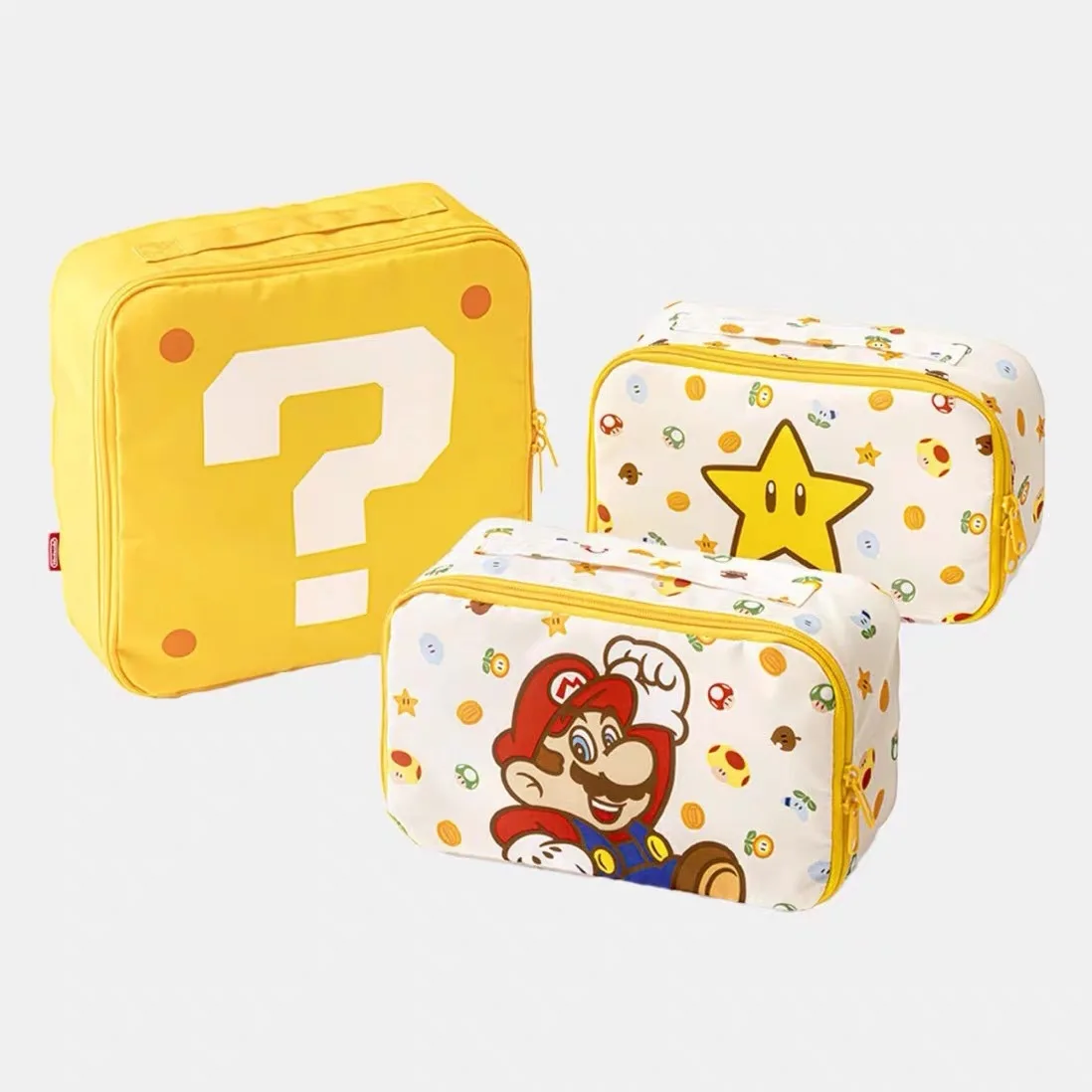 Bolsa de almacenamiento Triple de Super Mario Luigi, bolsa de maquillaje con forma de estrella de seta, bolsa de viaje para lavado de ropa, conjunto de almacenamiento para el hogar para mujer, 3 uds.