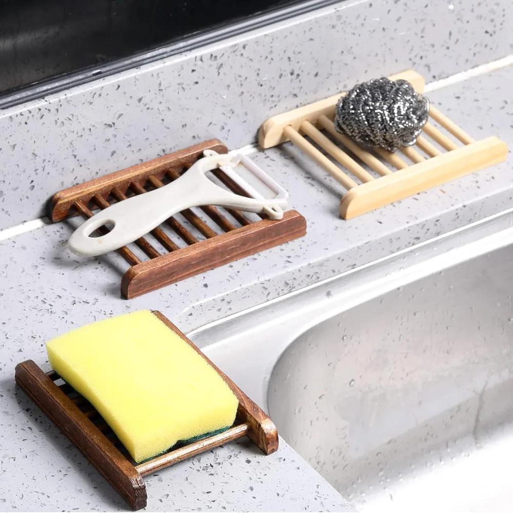 

Soap Saver Bamboo Wood Soap Dish Tray Wooden Hand Craft Soap Case for Shower Rectangular Bathtub Shower Dish Accessories