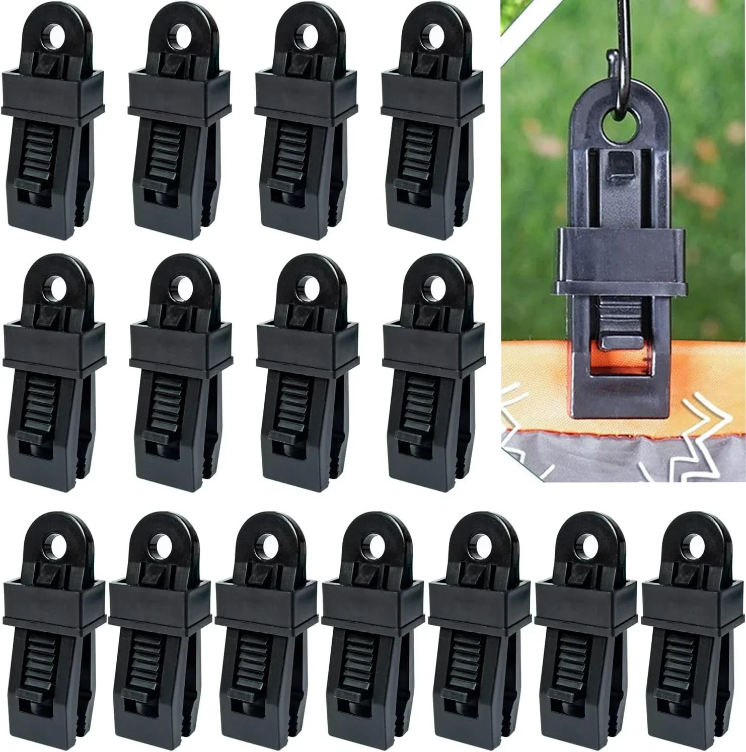 

15Pcs Black Outdoor Multipurpose Secures Tarp Clip Crocodile Mouth for, Cover Awnings, Camping, Caravan Canopies, Car Covers