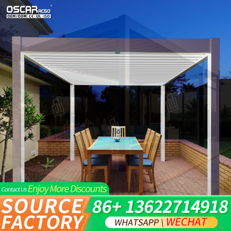 Bioclimatic Electrical Lamelle Terrace Pergolas for Outdoor Use with Retractable Roof pergola