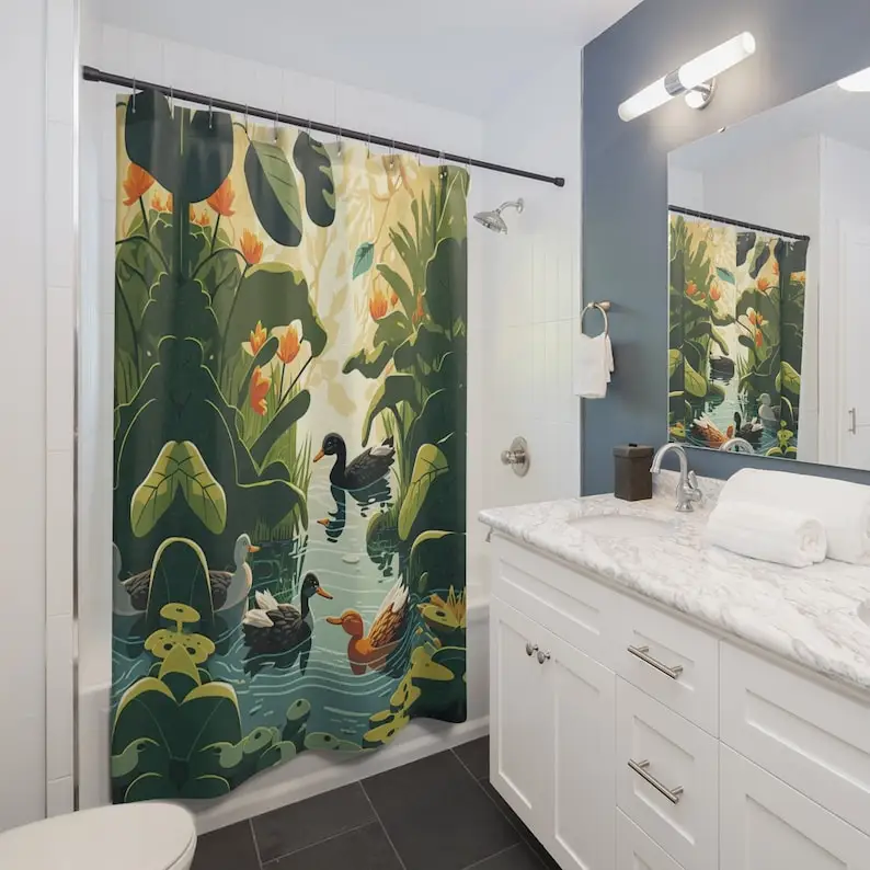 

Занавеска для душа с принтом уток | Lilly Pond 4