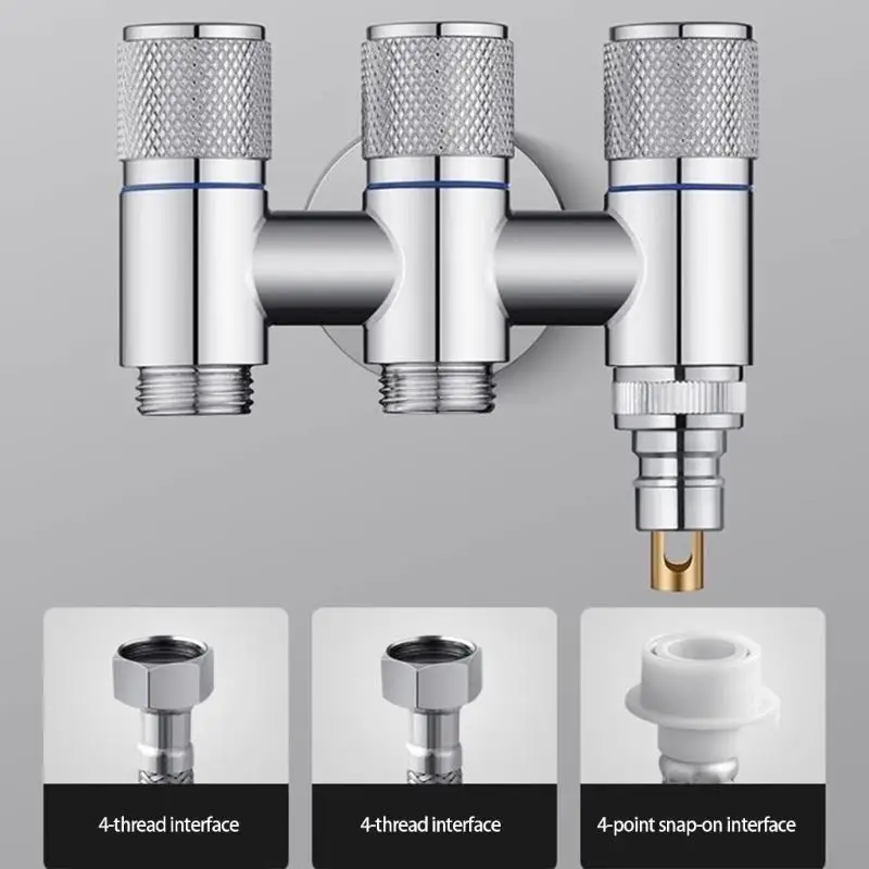 Conector grifo válvulas salida triple para gestión simultánea suministro agua 37JD
