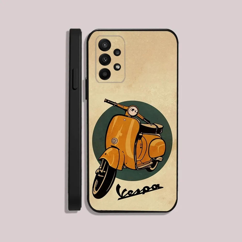 V-VespaS Scooter Phone Case For Samsung S24,23,22,30,21,10,9,Ultra,Plus,Lite,FE,5G Black Soft Case