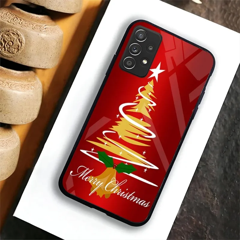 Christmas Tree Phone Case For Samsung A 52 70 71 72 81 91 E S 4G 5G 33 20 S 12 10 21 22 13 30 31 32 40 42 50 51 Glass Cover