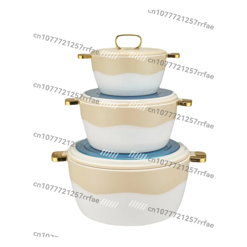 

Stainless steel insulation bucket fresh-keeping box large capacity insulation pot kitchen tableware three-piece set