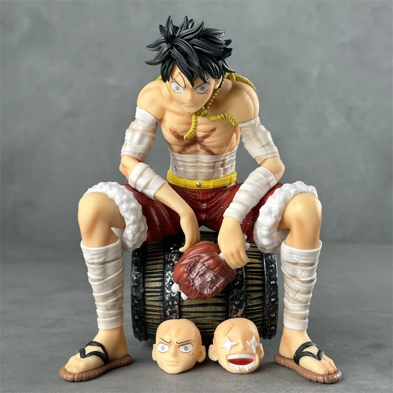 

20cm One Piece Figure Eating Meat Luffy Wine Barrel Base Cosmic Resonance Action Figures Star Eyes Luffy Figurine Pvc Model Toys