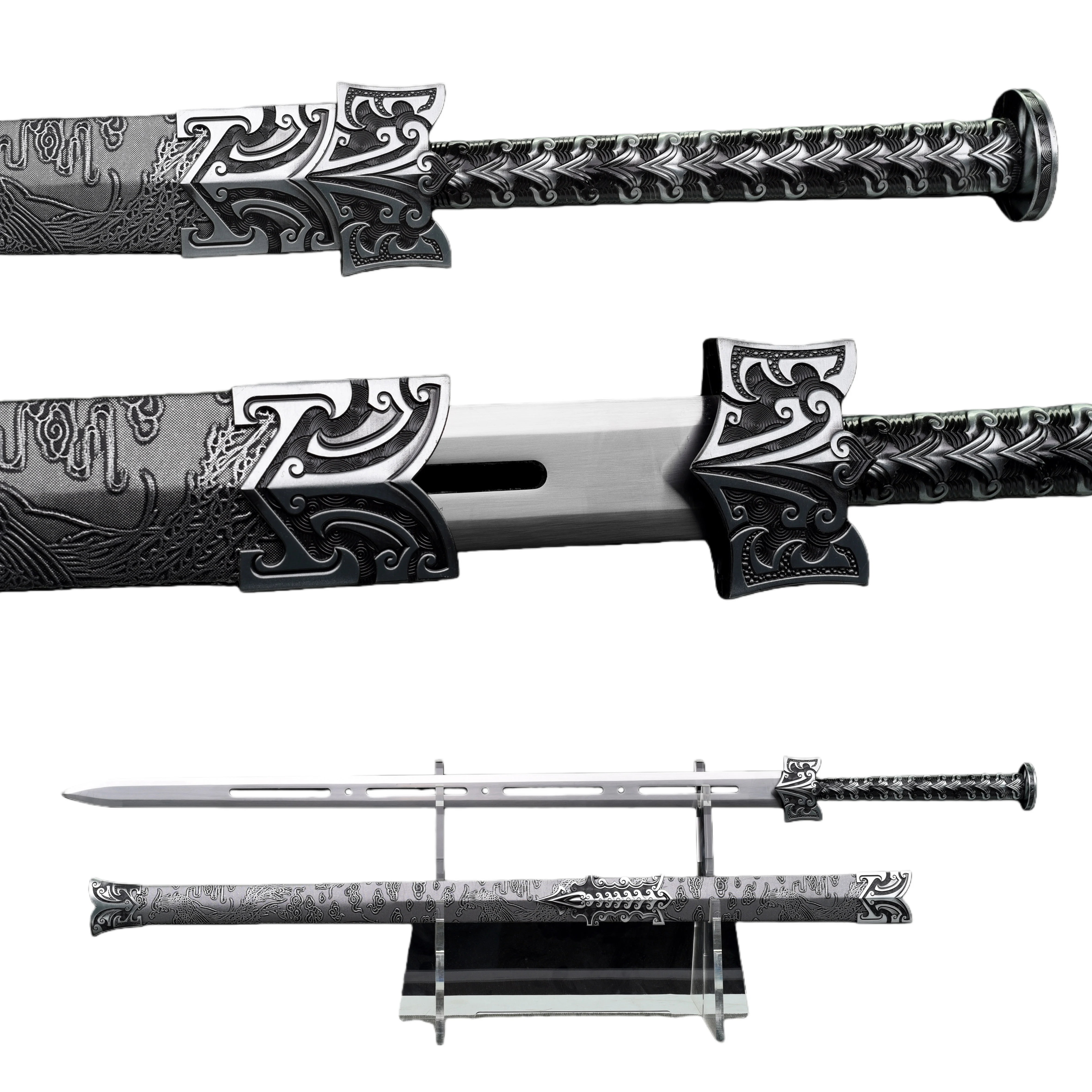 Medieval Templar Knight sword cosplay: European Crusaders' sword-wielding warrior, Makoto, ready battle, sharp weapons, katana