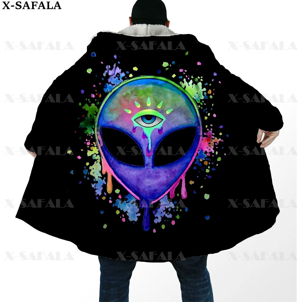 

Mushroom Hippie Psychedelic Colorful Trippy Thick Warm Hooded Cloak Men Overcoat Coat Windproof Fleece Cape Robe Hooded Blanket9