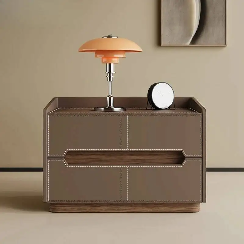 

Storage Nightstand Luxury High-quality Comfortable Nordic Leather Modern Trendy Aesthetic Mesa De Cabeceira Bedroom Furniture
