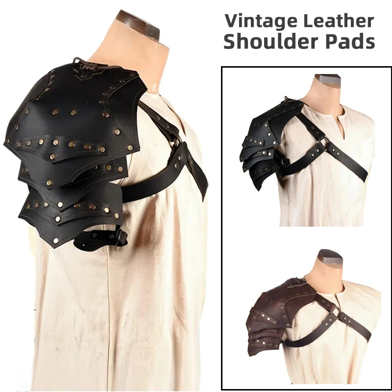 Medievale in pelle PU cavaliere vichingo guerriero pauldron monospalla armatura gladiatore Drama accessori Cosplay fotografia puntelli