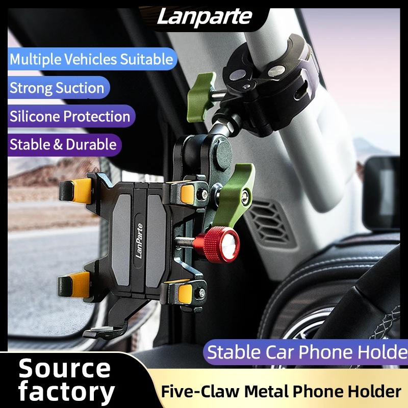حامل هاتف السيارة Lanparte بمخالب السلطعون، كوب مفرغ قوي 360 درجة ° دوران فائق الاستقرار مناسب للهاتف 6.1-7.2 بوصة