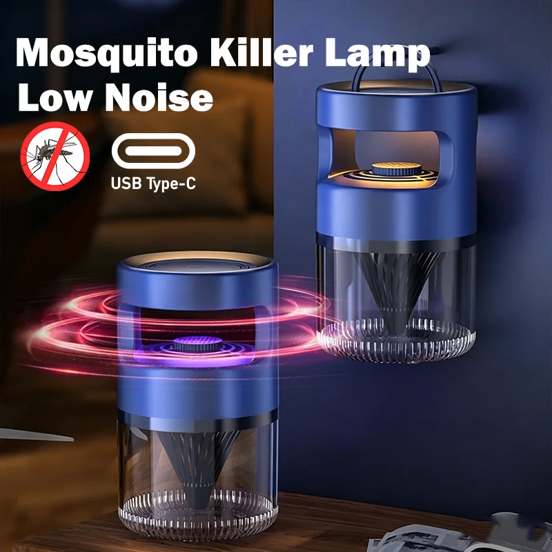 2in1 Inhalation Mosquito Killer Lamp with Night Light Rechargeable Blue UV Light Electric Shock Bug Zapper for Indoor Patio Home