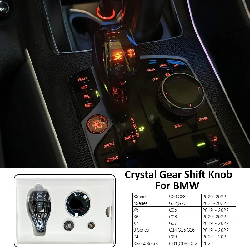 

Набор из 4 предметов, обновленная кристаллическая ручка переключения передач для BMW 3 серии/X3/X4/X5/X6/iX3 G20 G22 G05 G06 G07 G01 G08 F44 G26 G29 G14 G15 G16