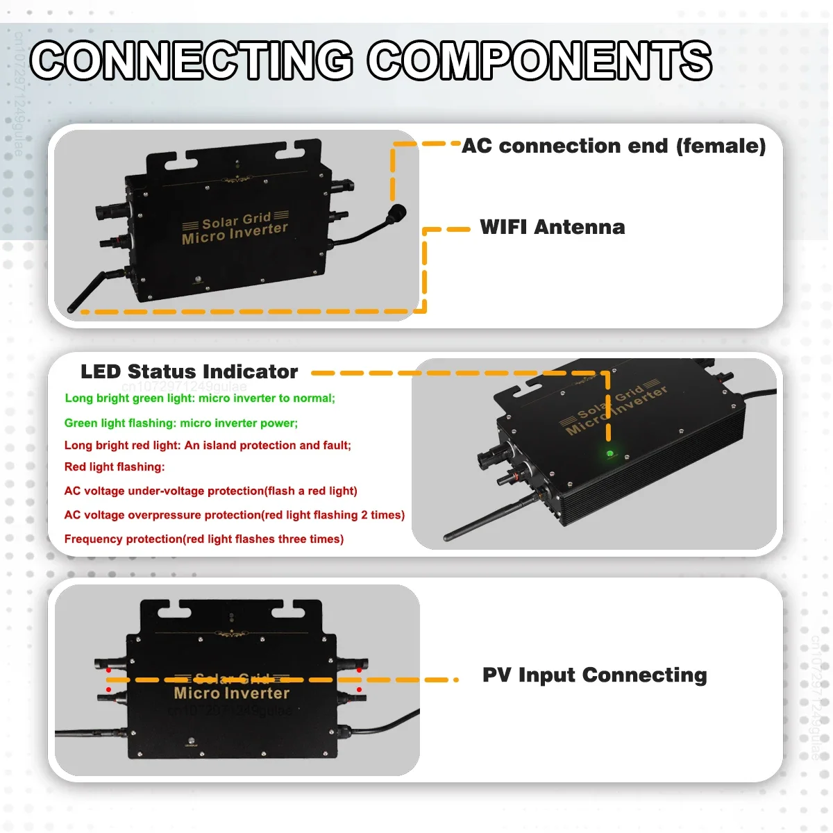 Imagem -04 - Micro Inversor de Grade Solar Ip65 à Prova Dágua para Usina de Varanda Wi-fi Mppt Dc1855v a Ac220v 110v 600w 700w 800w Vde