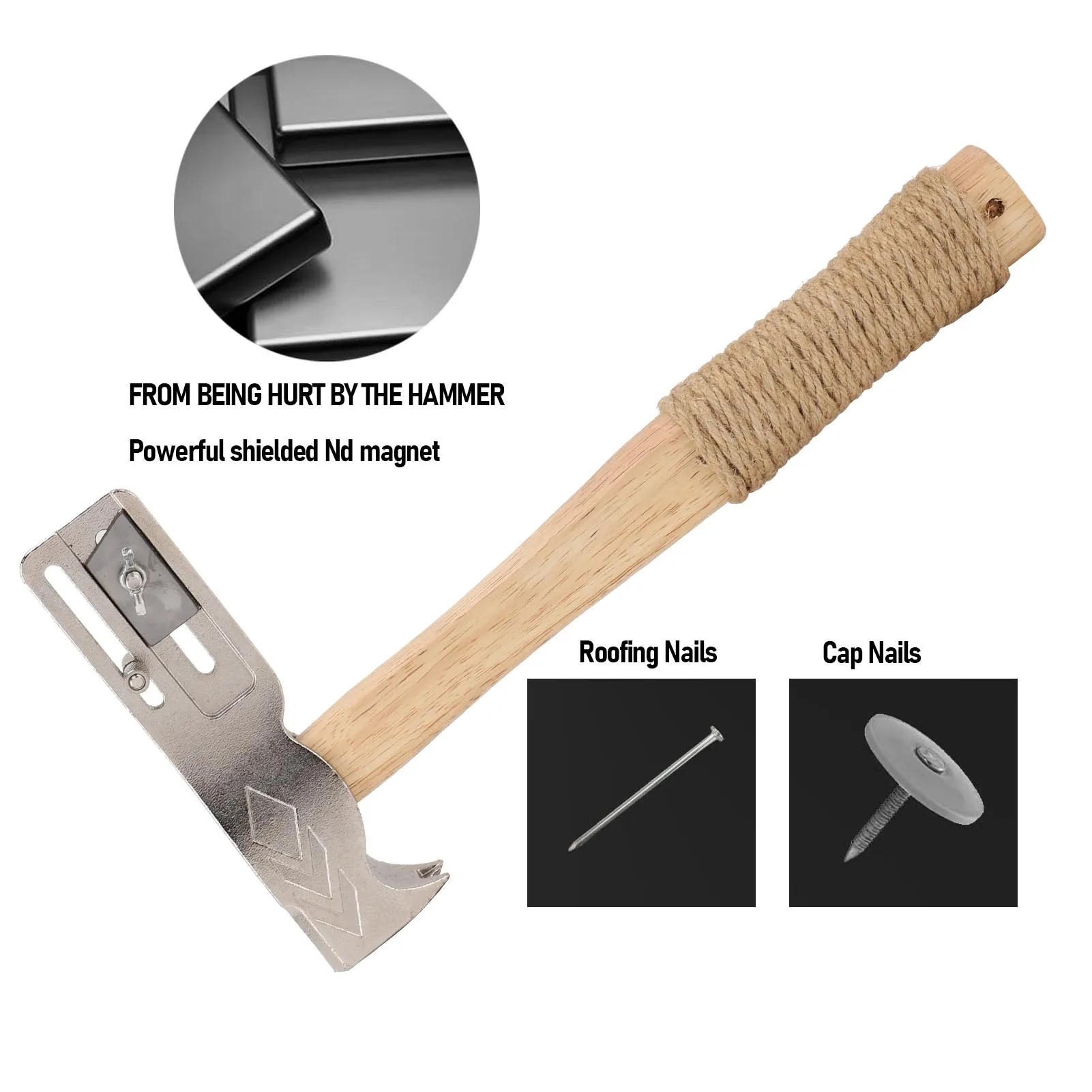 

Roofing Hatchet Hammer Magnet Roofing Hatchet Multifunctional Iron Galvanized Finish Wood Handle Shock Absorbing for Felt Hats