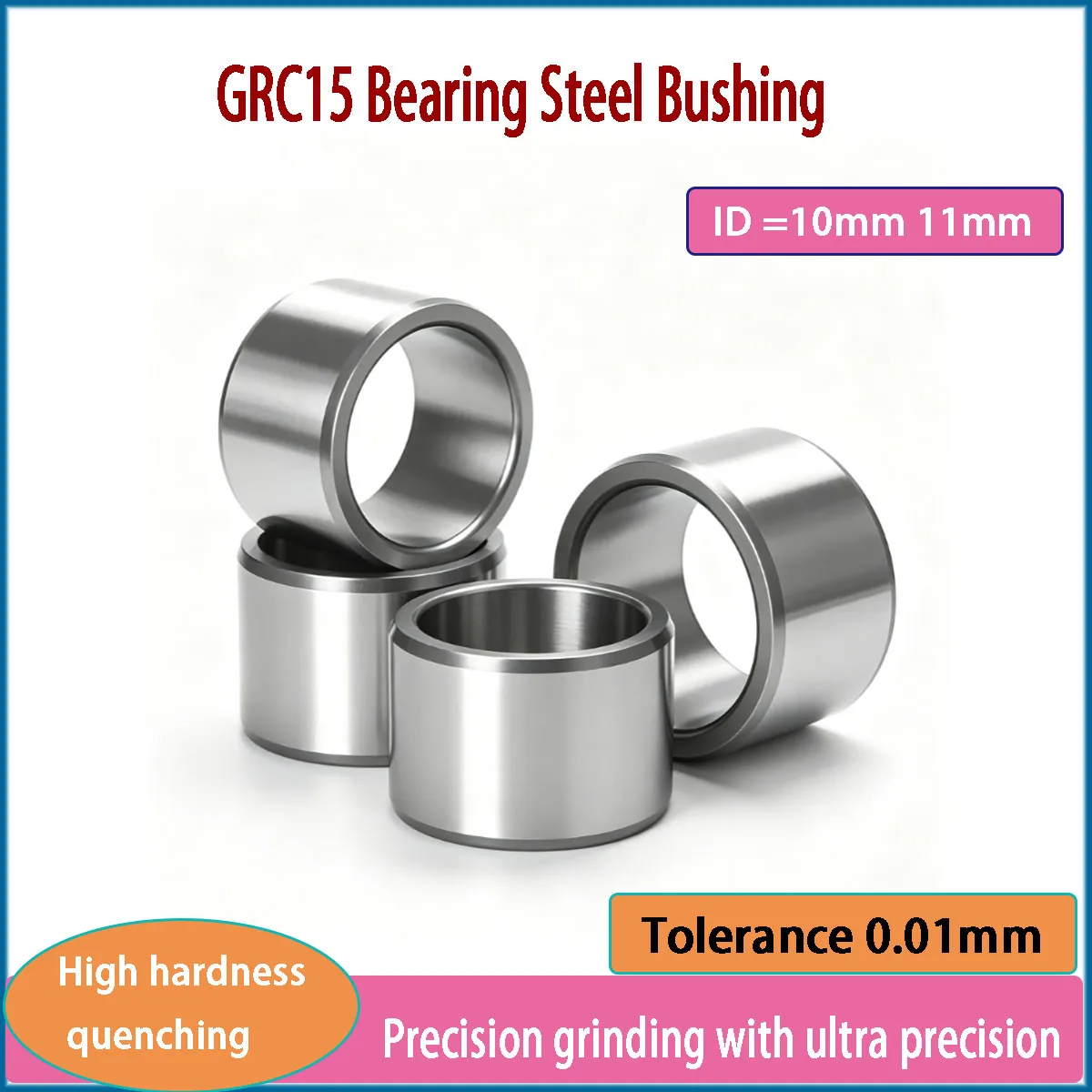 2Pcs GRC15 Bearing Steel Guide Sleeve Unthreaded Hollow Round Spacer Bushing ID 10mm 11mm Wear Resistant Stand Off Length 2-89mm