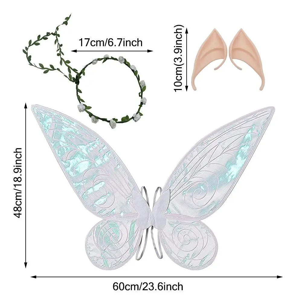 ハロウィーンの妖精の羽,輝く王女の天使の羽,蝶の羽,花の王冠,エルフの耳,パーティーの好意