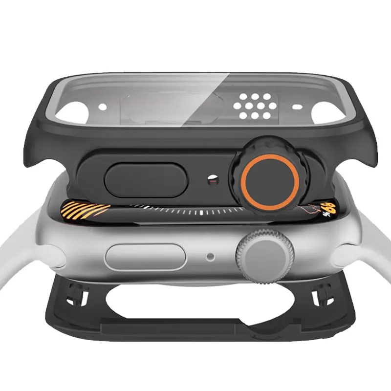 Чехол из закаленного стекла для Apple Watch, чехол 45 мм, 41 мм, 40 мм, 44 мм, спереди и сзади, полноэкранный защитный чехол iWatch Serie 9 8 7 6 5 4 SE