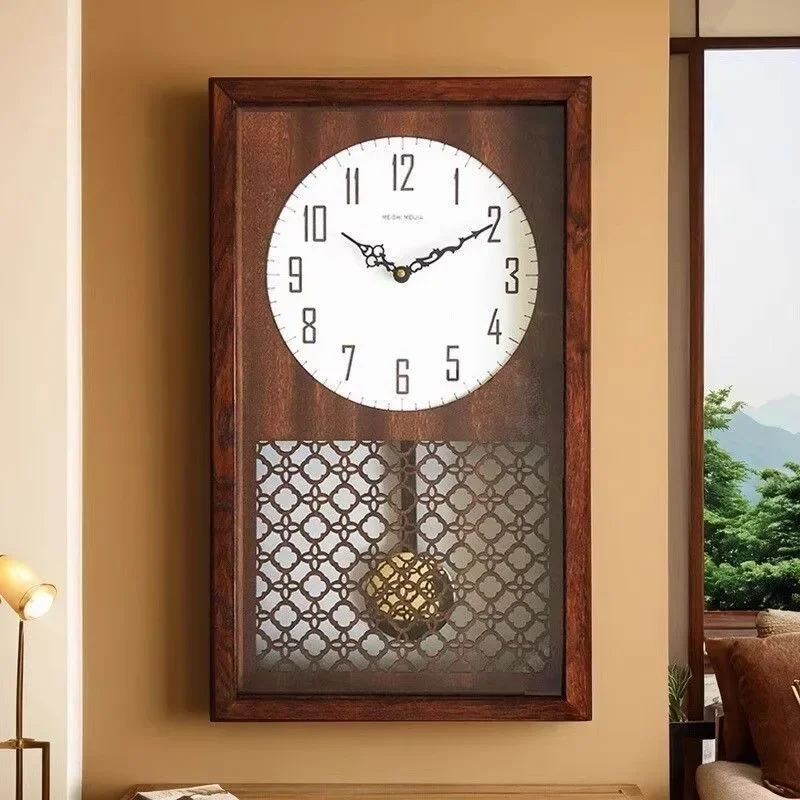 Wood Retro Wall Clocks Decorative Wall Watch Minimalist Luxury Aesthetic Living Room Clocks Silent Elegant Pendulum Watches