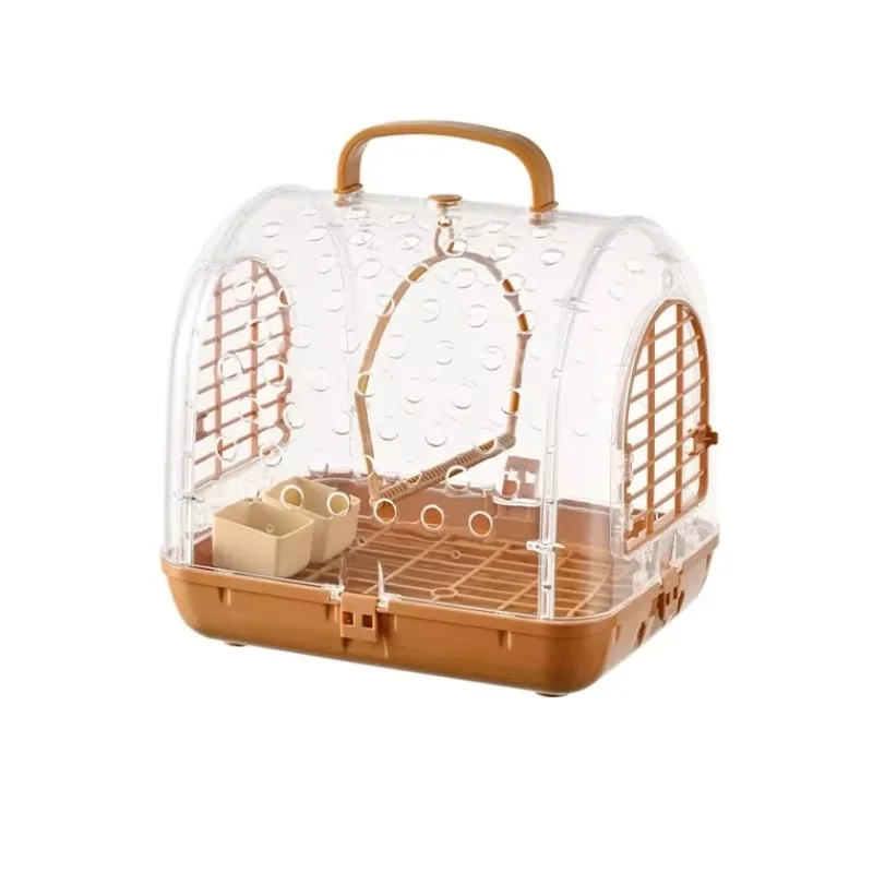 

Portable Clear Acrylic Bird/Parrot Cage - Small Pet Viewing Enclosure, Easy to Carry for Outings