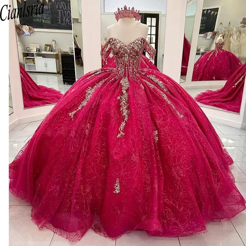 

3D Flowers Quinceanera Dresses For Sweet 15 Girls Princess Ball Gown Appliques Graduation Prom Formal Dresses