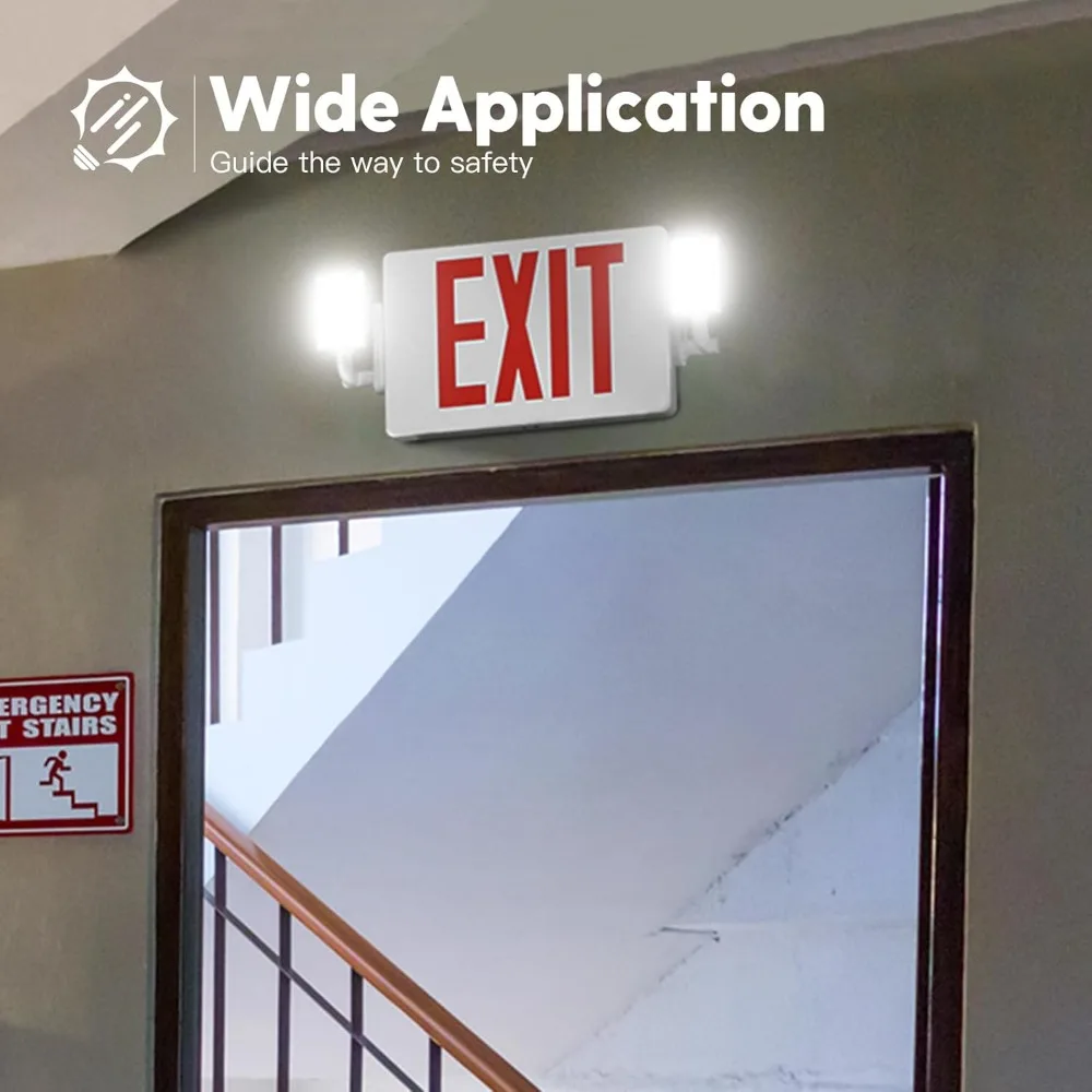 LED Exit Sign with Emergency Lights,Double Sided Adjustable LED Exit Lights with Battery BackuEasy to Install,AC 120/277V