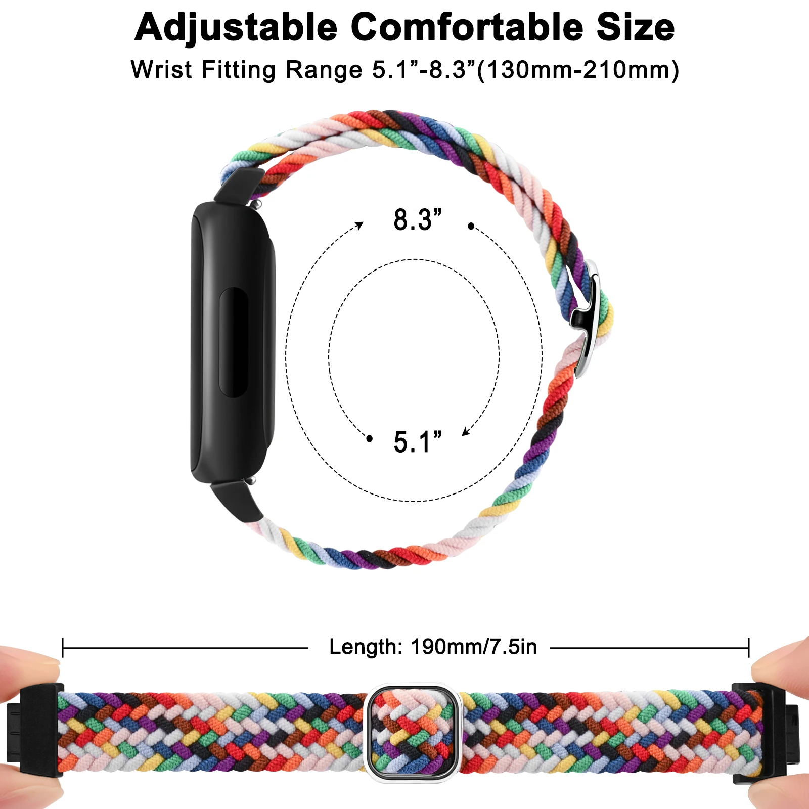 Fitbit Inspire 3/2/HR Inspire 시계 밴드용 땋은 솔로 루프 Fitbit ACE 3 2 스포츠 팔찌 교체용 조절 가능한 손목 밴드