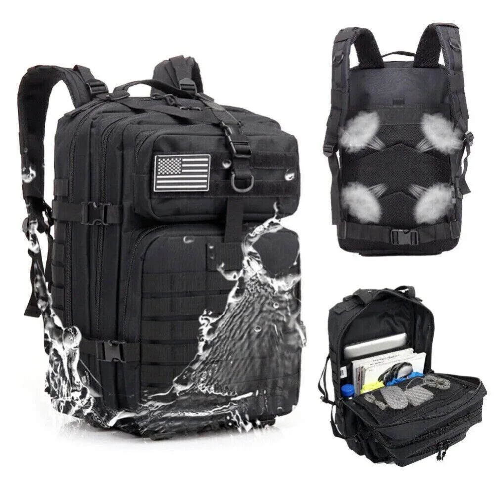 Тактический рюкзак, 3-дневный штурмовой рюкзак, армейская сумка Molle, уличный военный рюкзак 45 л, для путешествий, пешего туризма, кемпинга, большой вместительный рюкзак, рюкзак