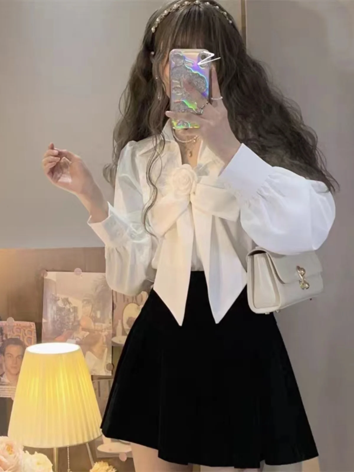 

Women's Loose Long Sleeve Shirt Knot Design Spring Autumn Winter plus Size Fashionable Outerwear Korean Style ...