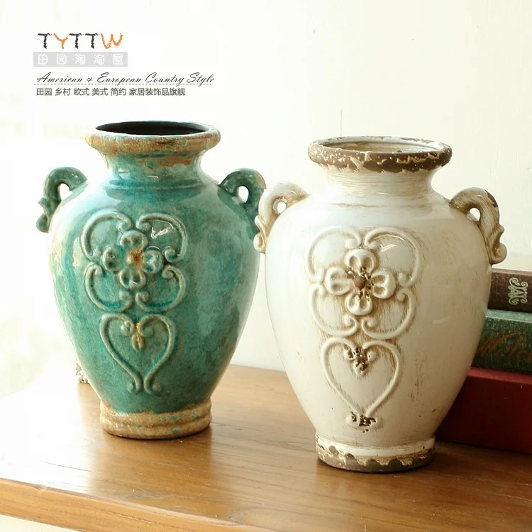 American, European, classical, Mediterranean, old-fashioned, fat pot, ceramics, living room, tabletop vase, flower ware, decorat