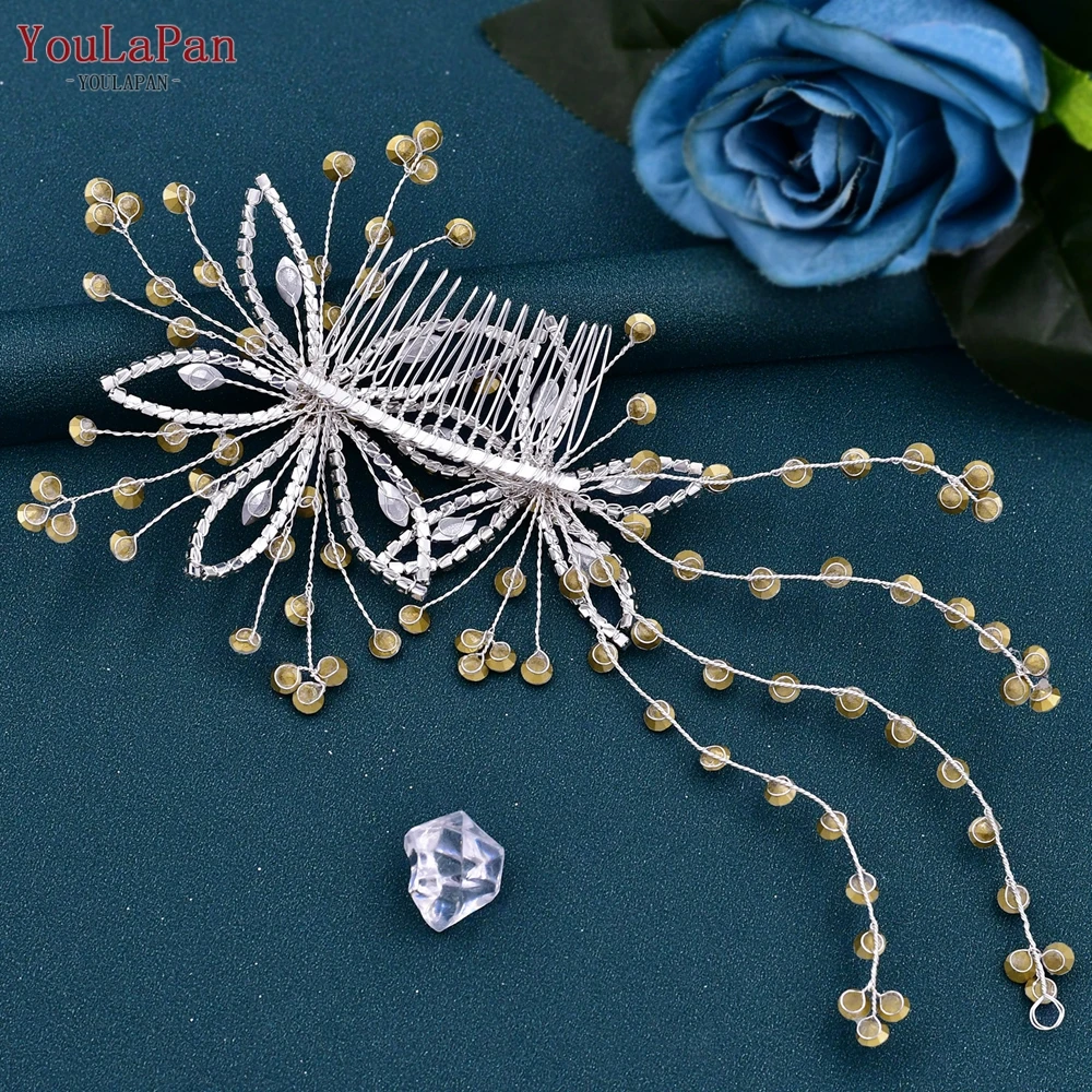 YouLaPan HP499 Kristall Blume Braut Kamm Strass Hochzeit Haar Zubehör Braut Tiara und Kopfschmuck Pageant Haar Schmuck