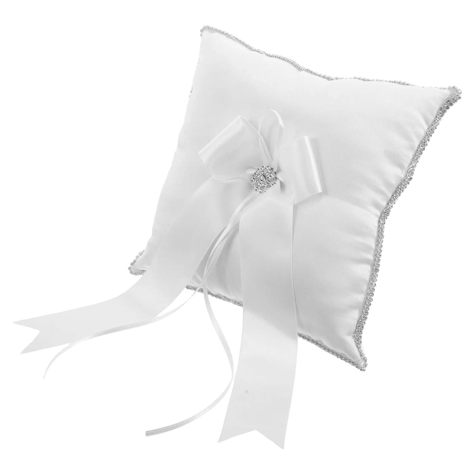 

Wedding Ring Pillow Square Cushion Elegant Sparkling Rhinestones Bridal Ring Holder Wedding Ceremony Pillow Cushion for Rings