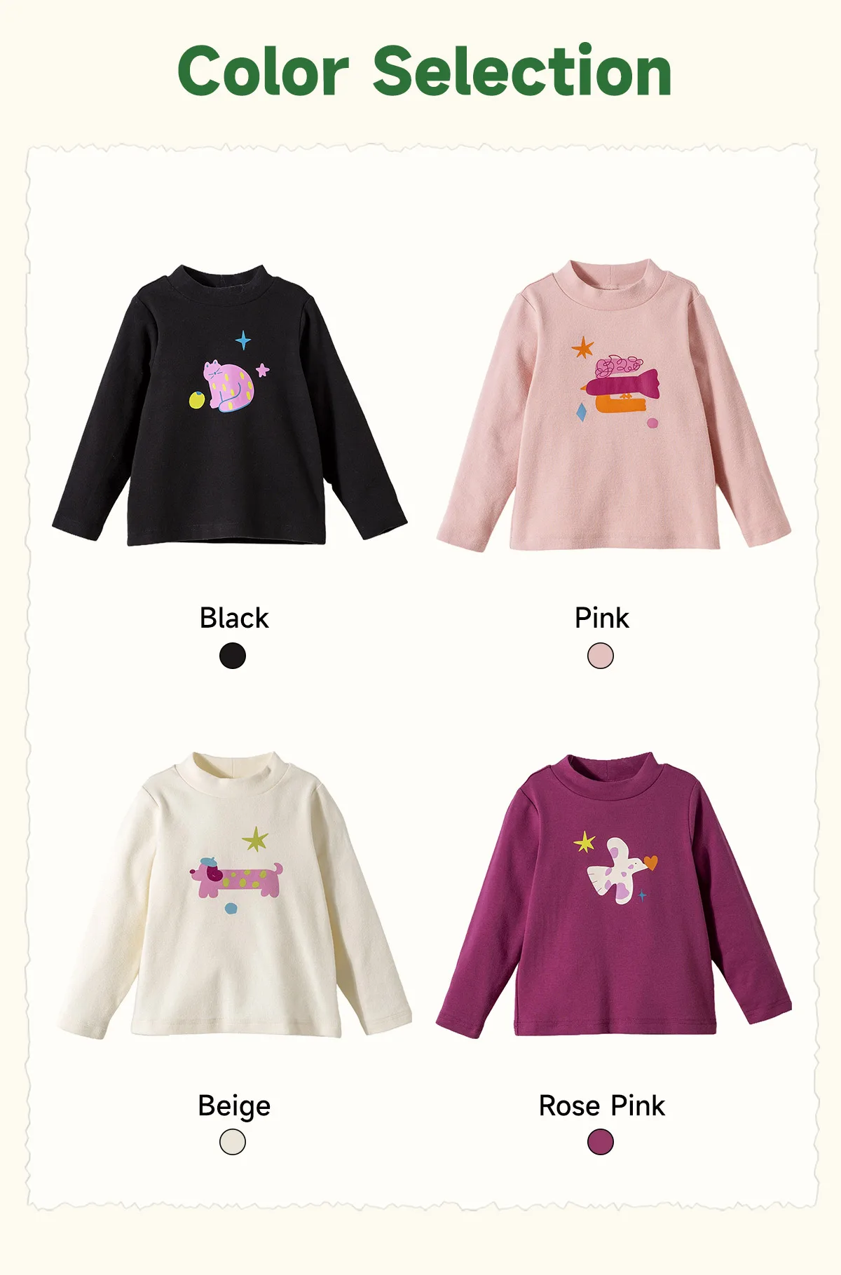 Amila Kids Winter 2026 Mädchenmode Rundhals-Unterhemd Rosa Beige Schwarz Rosenrot Einfaches und Verspieltes Muster – Detail 5