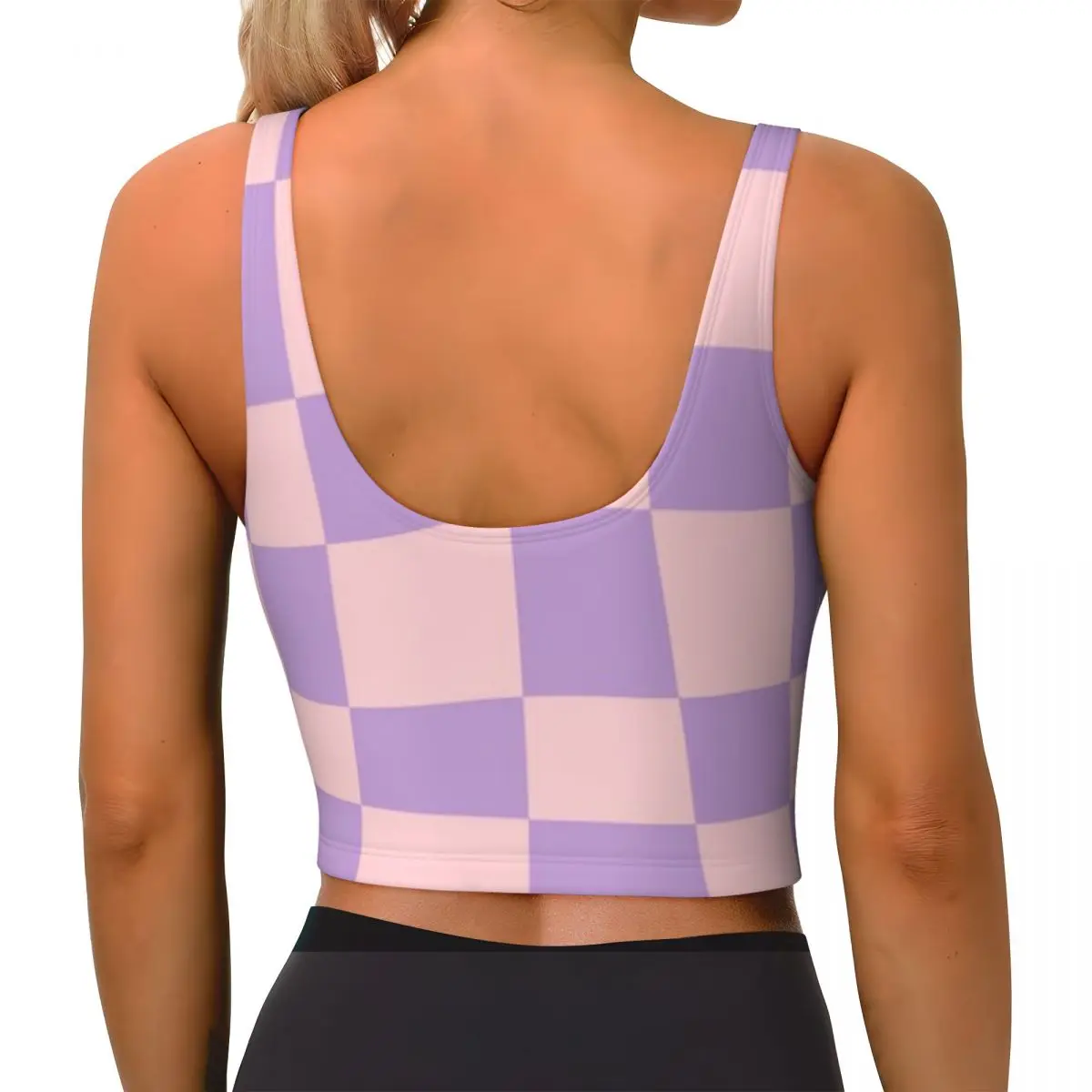 Layer Inner Tank Abstract Checker Pattern 226 Pink And Lavender Apartment Home Gym Fitness Top