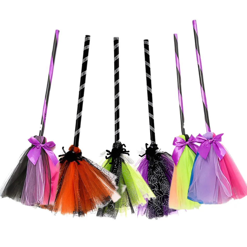 Children Halloween Party Props Kids Cosplay Witch Broom Plastic Flying Broomstick Props Decoration Masquerade Fancy Accessories