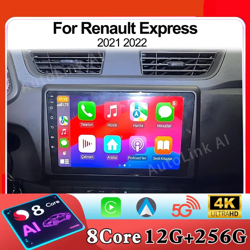 Android15 Car Radio For Renault Express 2021 2022 Multimedia Player Stereo GPS WIFI+5G wireless Carplay Auto Video Touch Screen