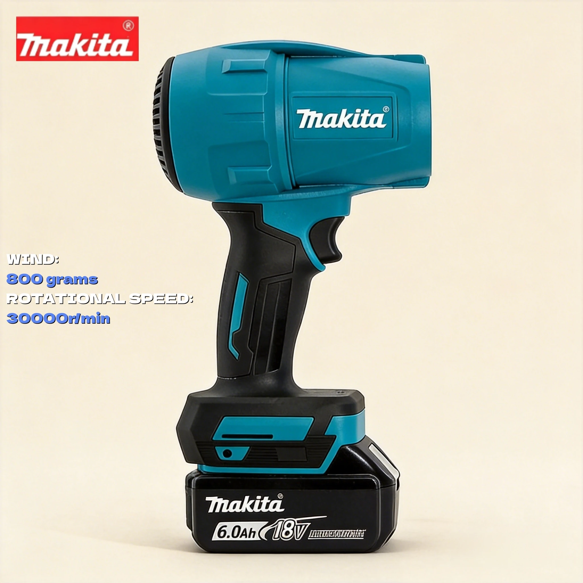 Makita 30000RPM Violent Blower Turbo Jet Fan 18V Electric Air Duster Wind Speed Turbo Rechargeable with Light Car Cleanin Tools