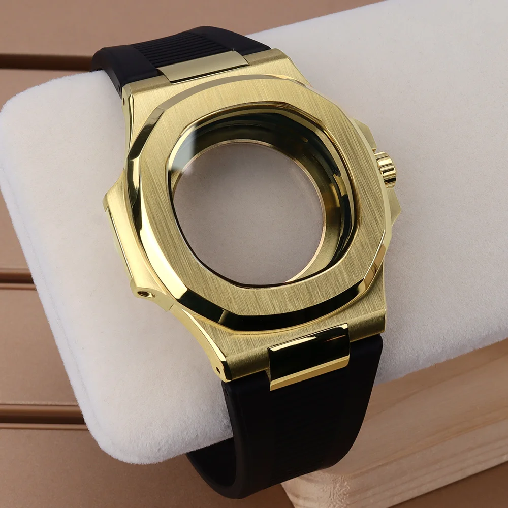 

40mm NH35 Watch Case Rubber Strap Sapphire For NH35 NH34 NH36 NH38 Automatic Movt 30.5mm Dial Waterproof Modified Nautilus Parts